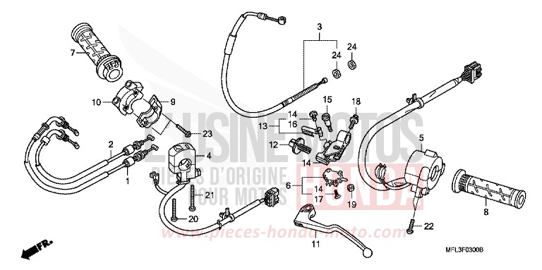 HANDLE LEVER/SWITCH/CABLE for CBR1000RR Fireblade WINNING RED (R258) from 2008